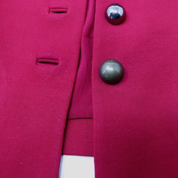 Donna Karan New York Size 8 Red Blazer Stretch Jacket Silver Buttons - Picture 11 of 16